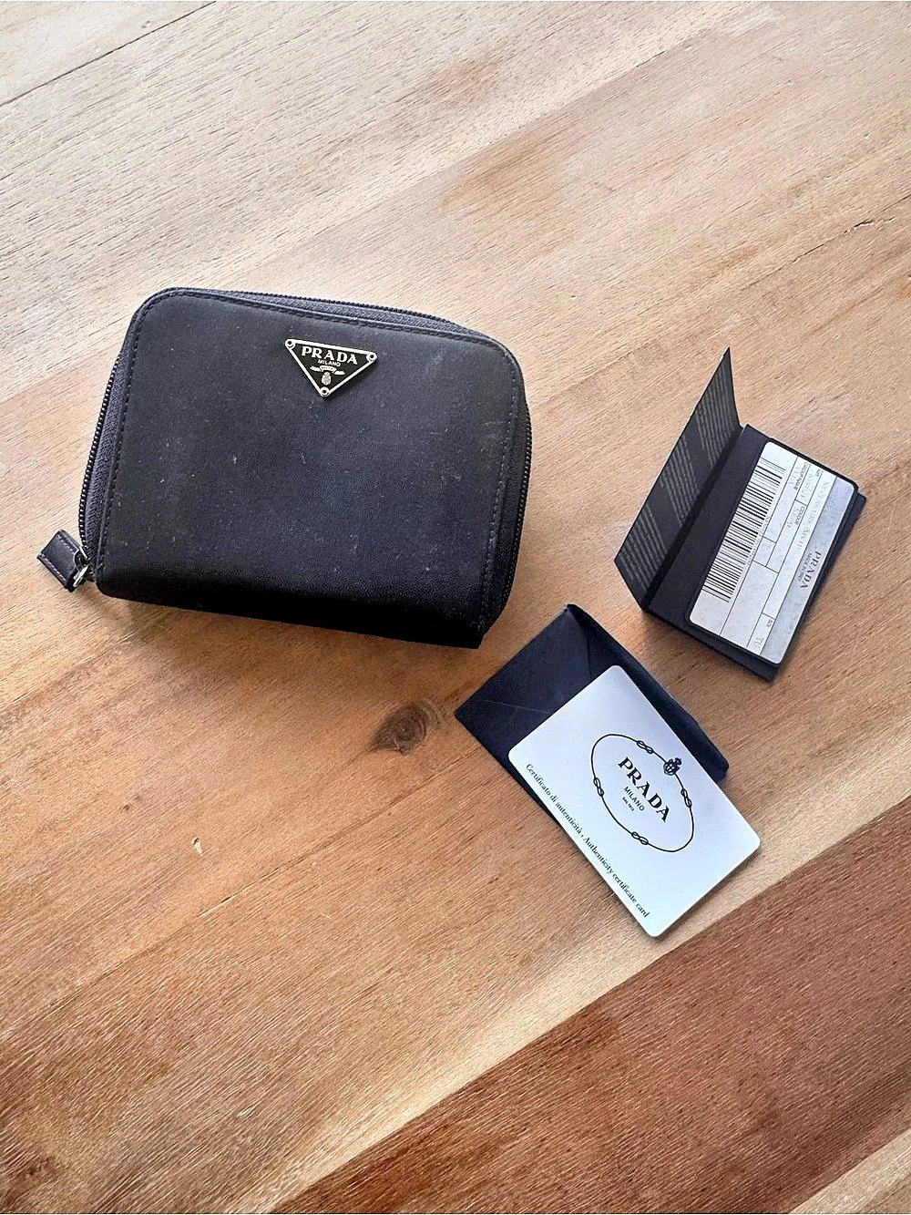 Prada Tessuto Nylon Zip-Around Wallet Black